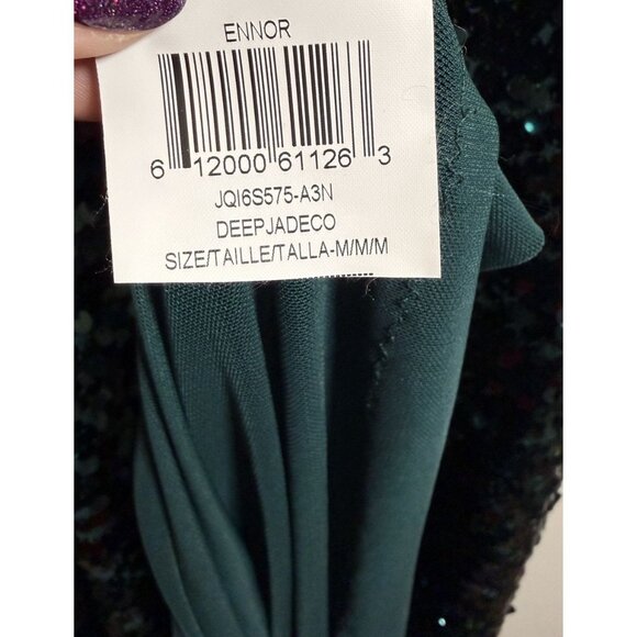 BCBGMAXAZRIA All Over Sequin Gown Jade Green Showgirl Maxi Dress Formal Stretch - Picture 8 of 12